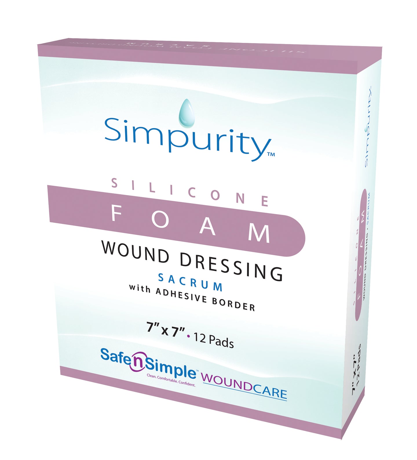 Simpurity Sacrum Foam with Silicone Adhesive Border 7" x 7"