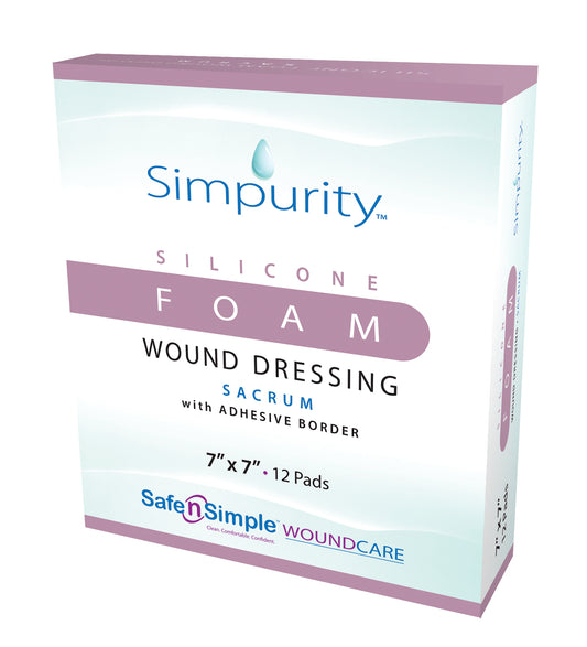 Simpurity Sacrum Foam with Silicone Adhesive Border, 7" x 7"