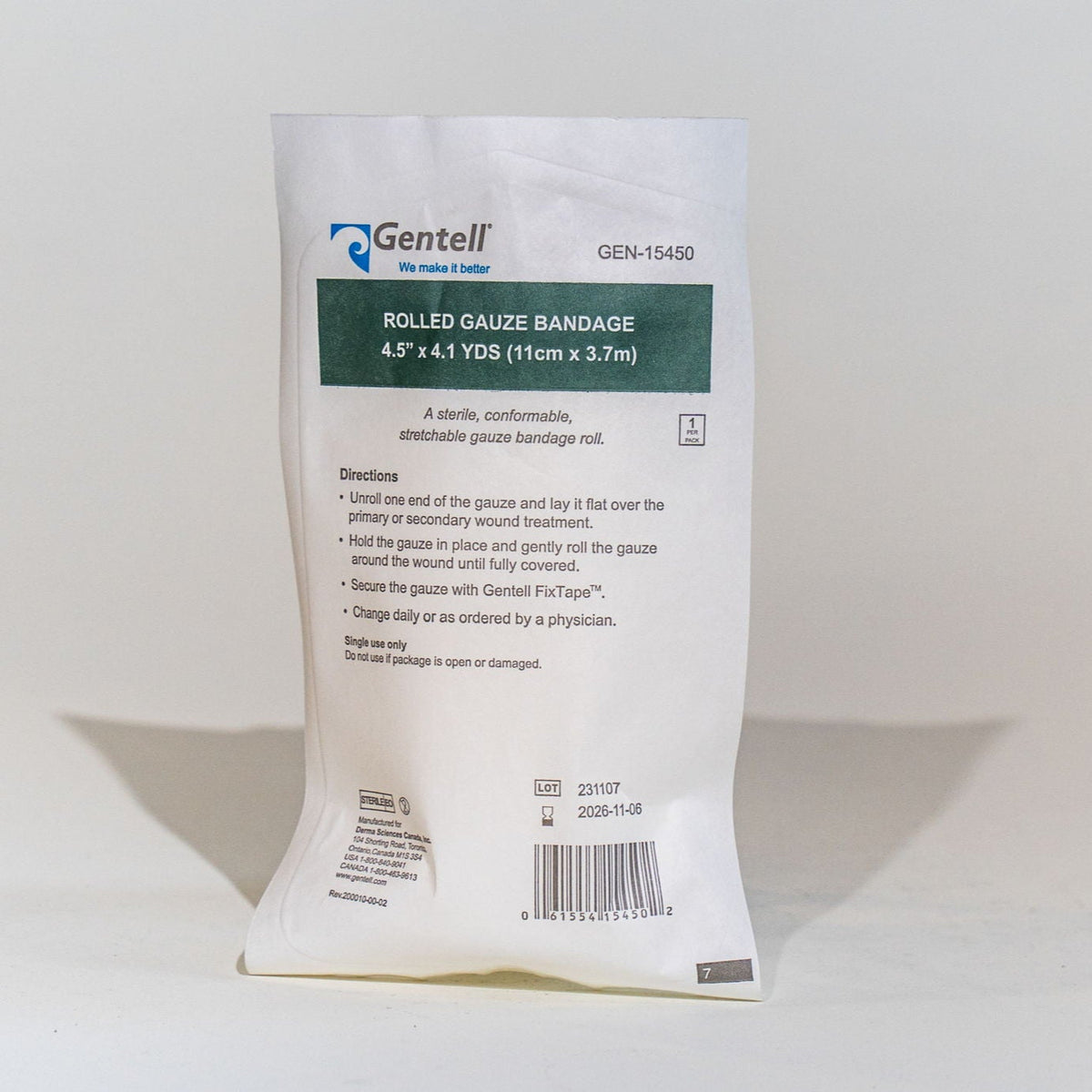 Gentell Rolled Gauze 4.5" x 4.1 Yards