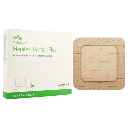 Mepilex Border Flexible Self-Adherent Absorbent Bordered Foam Dressing, 3" x 3", Replaces SC295200