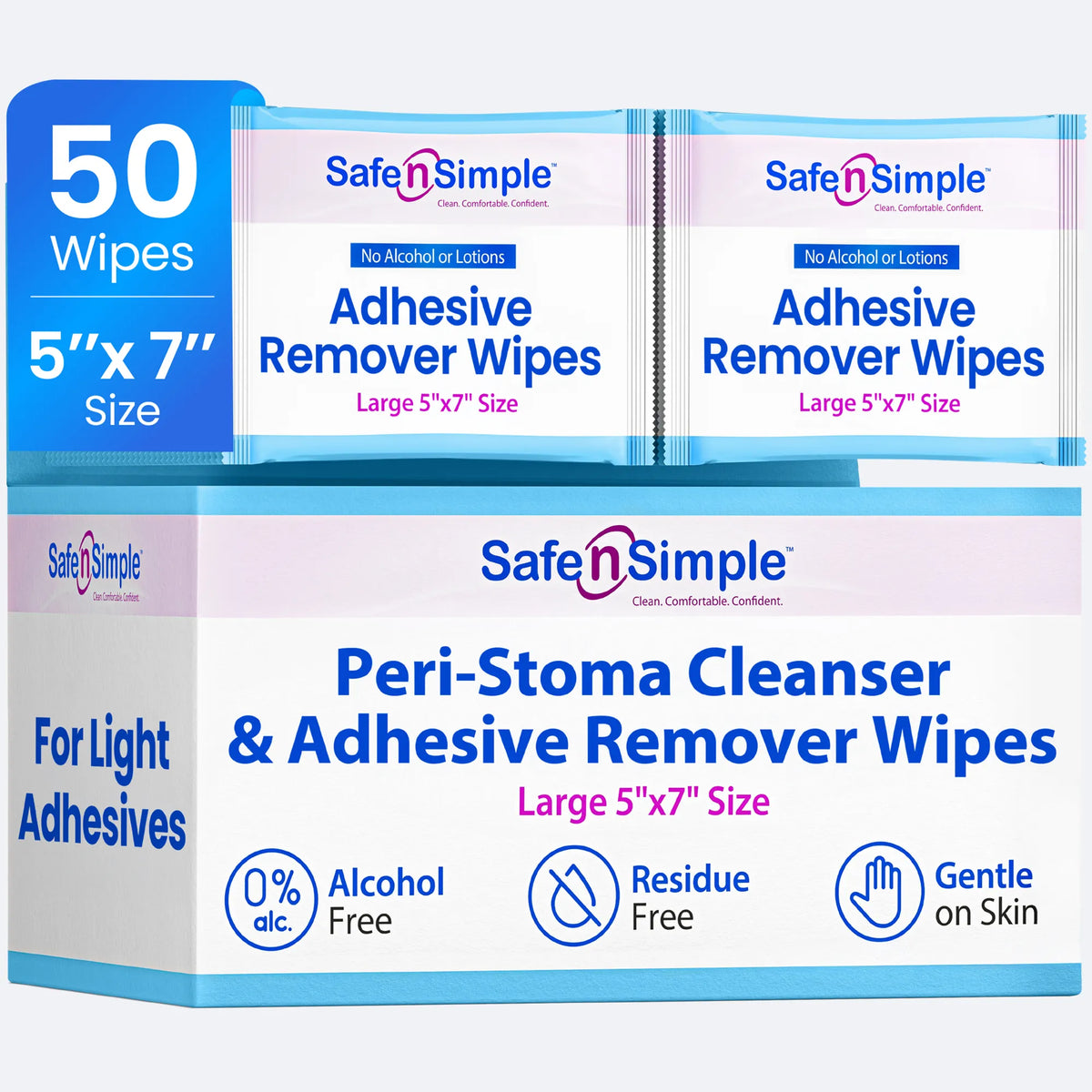 Peri-Stoma Cleanser and Adhesive Remover Wipe Sting-free