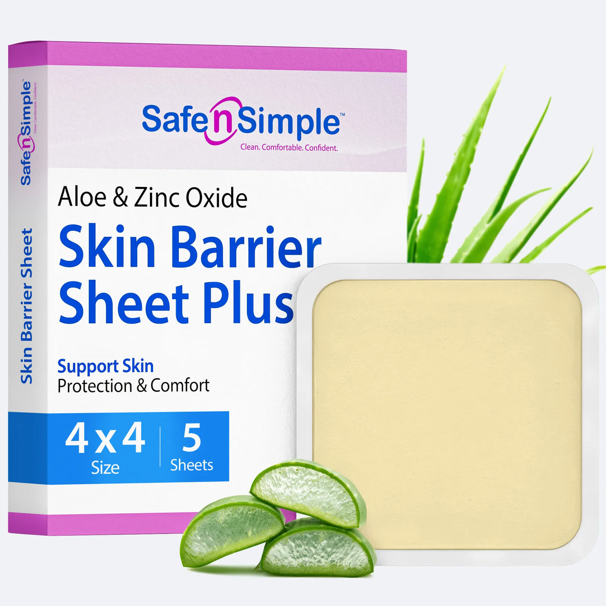 4" x 4" Skin Barrier Sheet Plus With Aloe and Zinc Oxide 5 Count