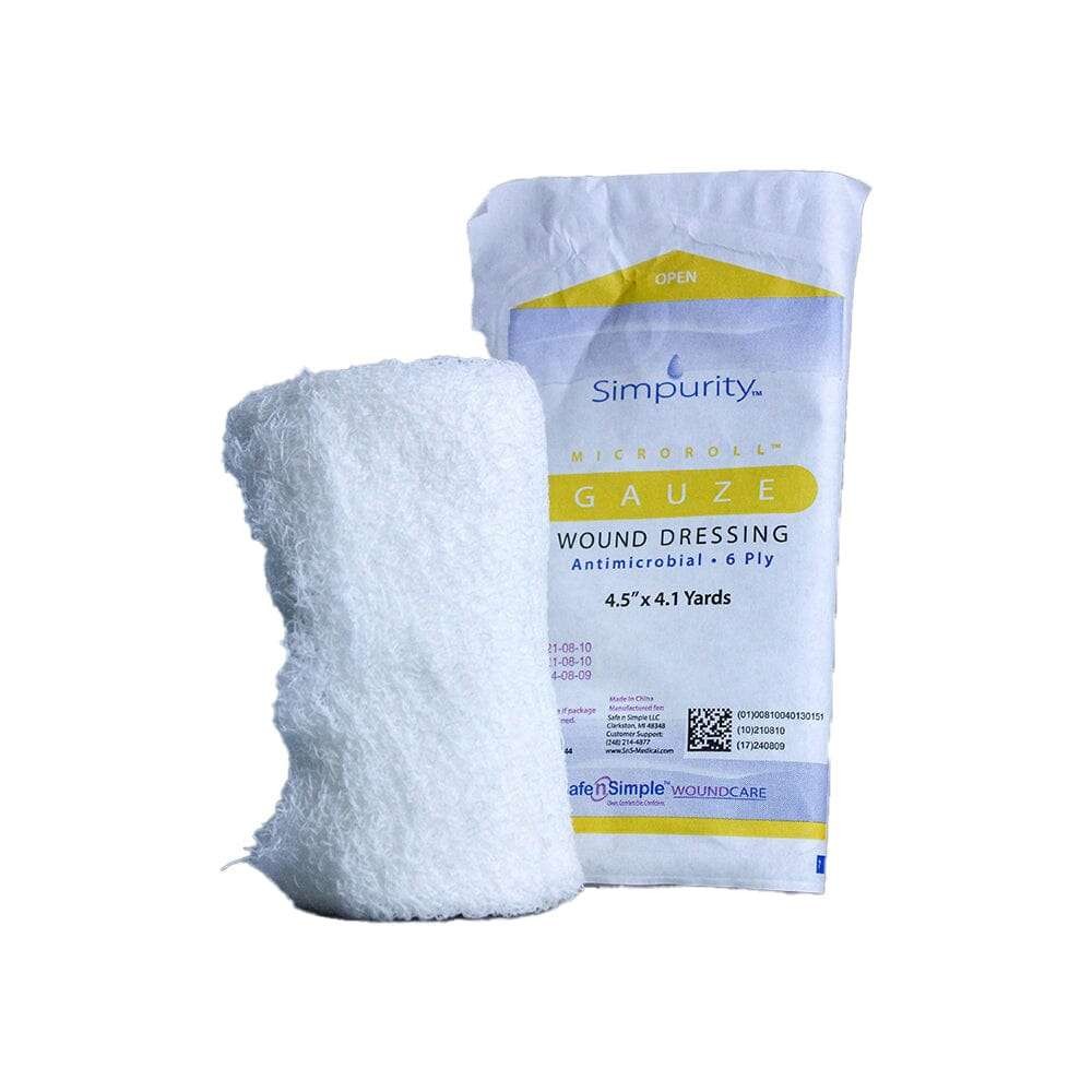 Simpurity Antimicrobial 6 Ply Sterile Rolled Gauze 4.5" x 4.1 Yards