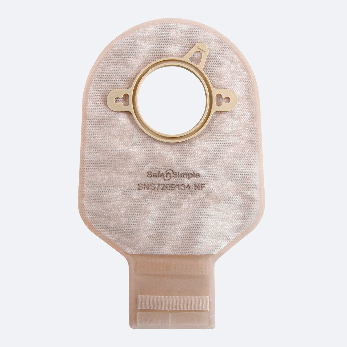 Safe N Simple 9" Drainable Two-Piece Pouch Beige 50mm 2" Flange with Belt Tabs and Velcro Closure