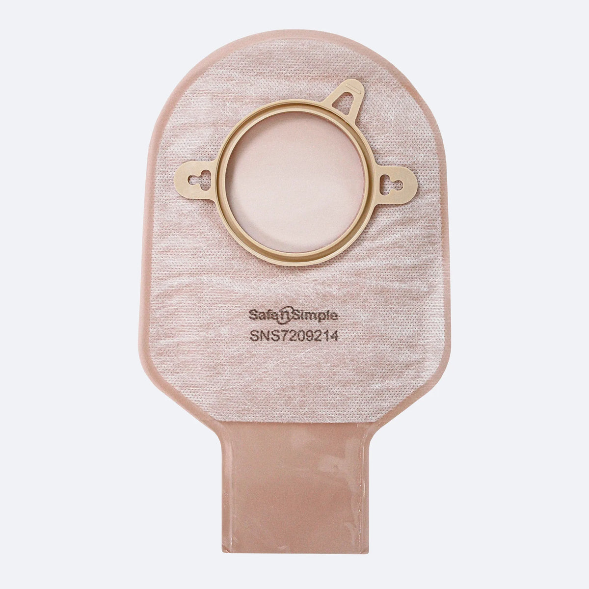 Safe N Simple LLC 9" Drainable Two-Piece Pouch Beige 57mm 2-1/4" Flange With Belt Tabs and One Curved Tail Closure