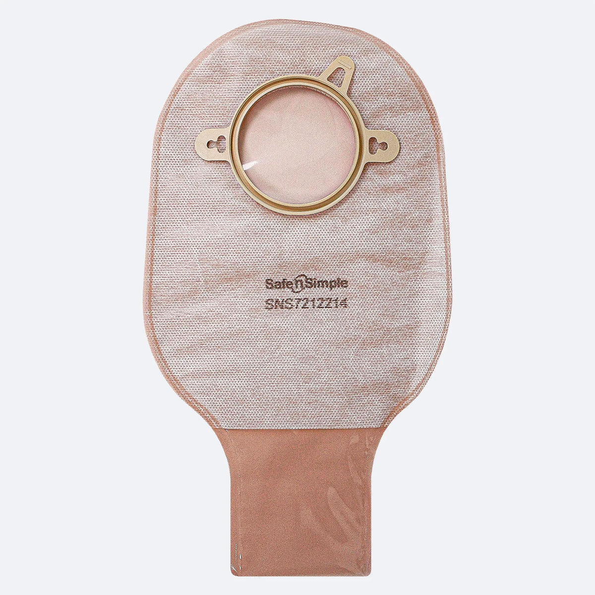 Safe N Simple LLC 12" Drainable Two-Piece Pouch Beige 57mm 2-1/4" Flange With Belt Tabs and One Curved Tail Closure