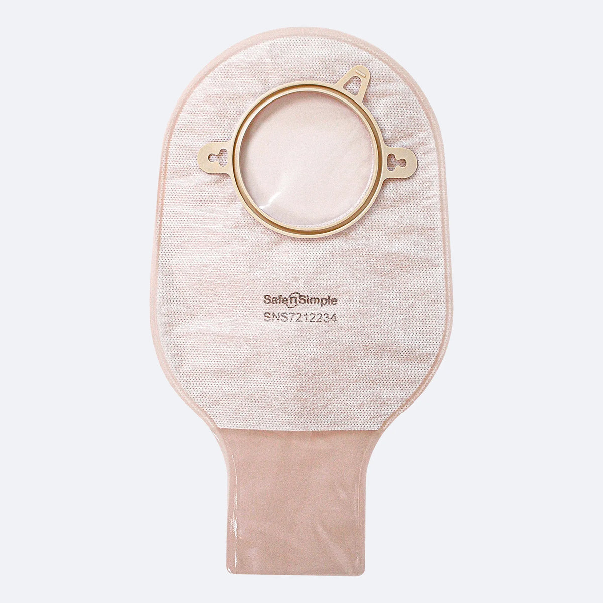 Safe N Simple LLC 12" Drainable Two-Piece Pouch Beige 70mm 2-3/4" Flange With Belt Tabs and One Curved Tail Closure