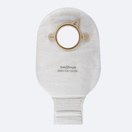 Safe N Simple 12" Drainable Two-Piece Pouch Beige 50mm Flange 30.8mm Opening with Belt Tabs Velcro Closure