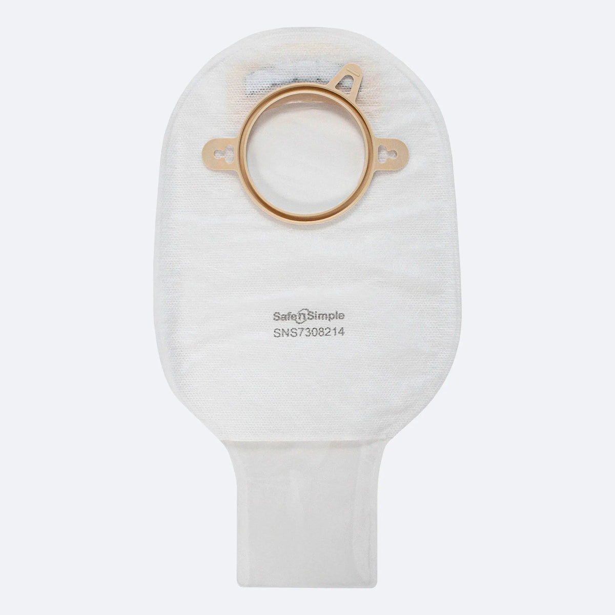 Safe N Simple Drainable Two-Piece Pouch Transparent With Filter Flange With Belt Tabs and One Curved Tail Closure