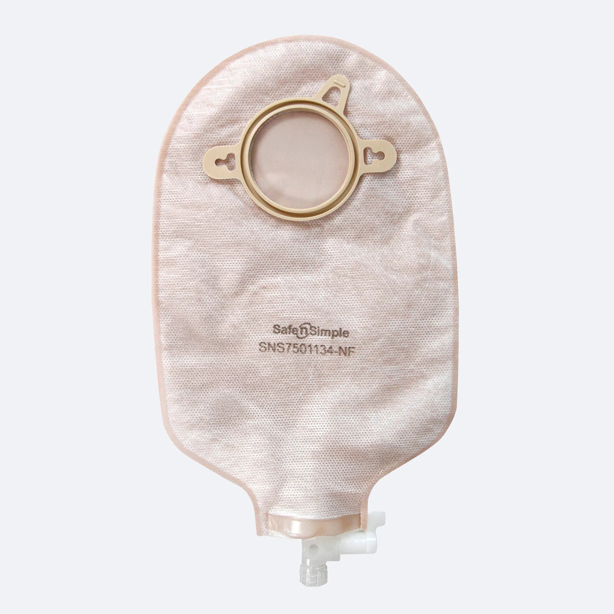 Safe N Simple 9" Urostomy Two-Piece Pouch Beige 50mm 2" Flange with Valve and Belt Tabs-