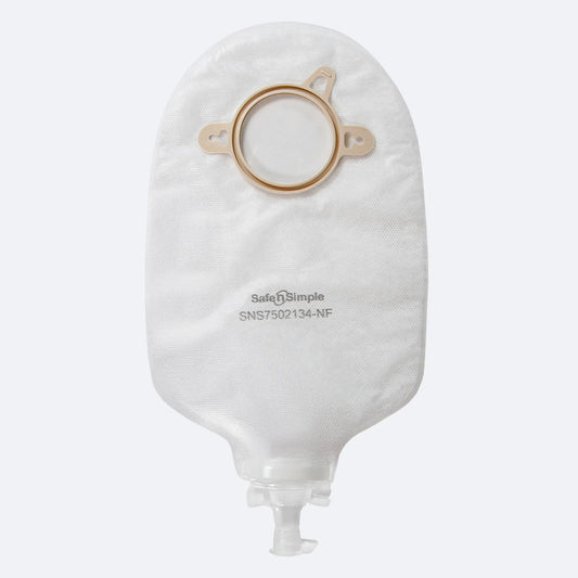 Safe N Simple 9" Urostomy Two-Piece Pouch Transparent 50mm 2" Flange with Valve and Belt Tabs-