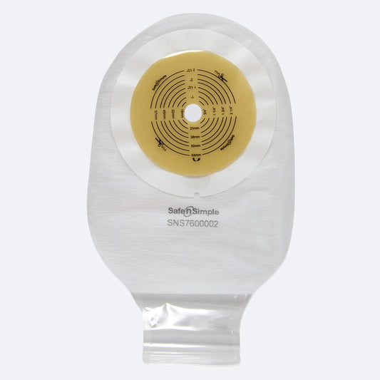 12" Drainable One-Piece Pouch Standard Wear Cut-to-Fit Transparent With Tape Collar and Standard Curved Tail Closure