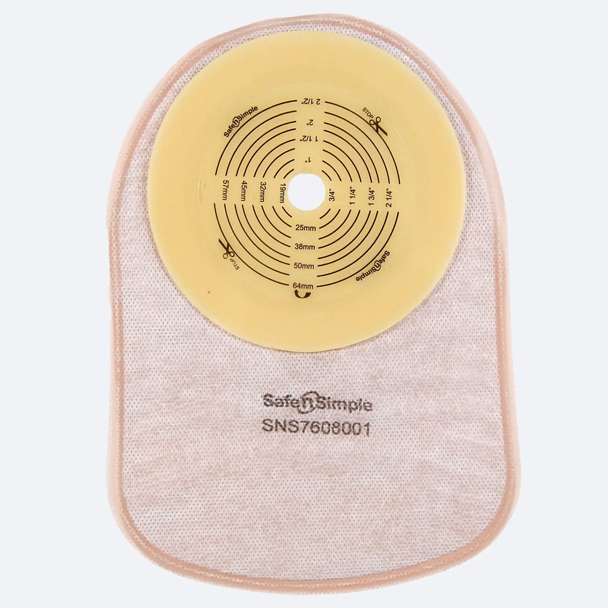 8" Closed One-Piece Pouch Standard Wear Cut-to-Fit Beige With Filter