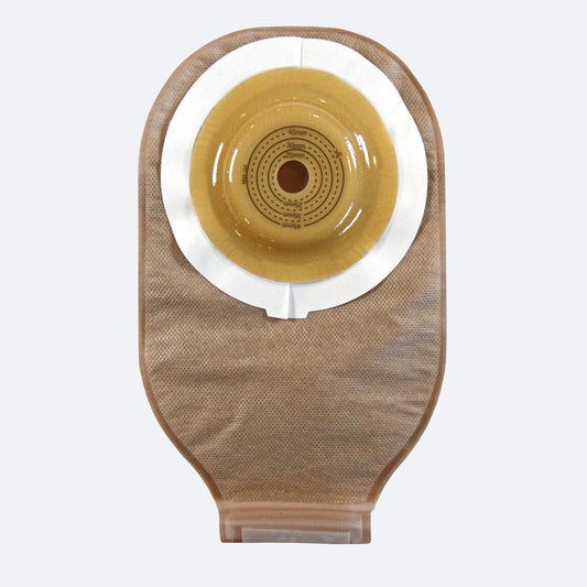 Safe N Simple 12" Drainable One-Piece Pouch Standard Wear Cut-to-Fit Convex Beige with Tape Collar and Velcro Closure 80 Count