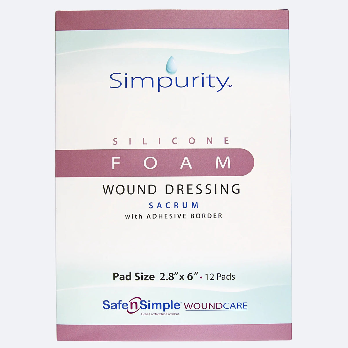 Safe N Simple Simpurity 5 Layer Bordered Sacral Shape Silicone Foam Dressing 5" x 8"