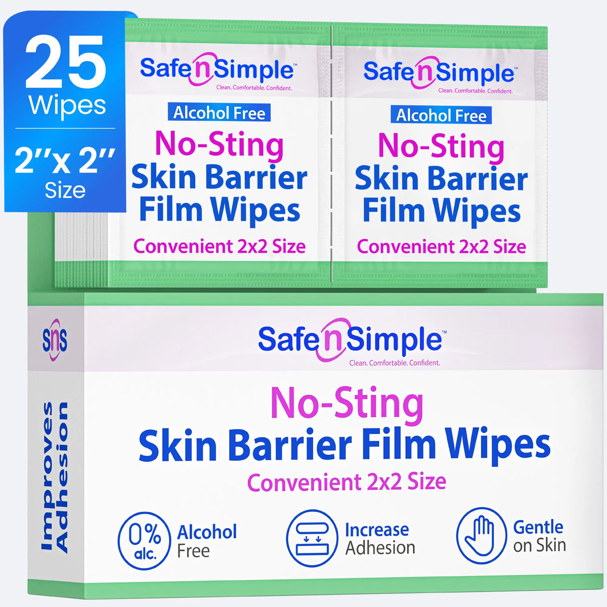 Alcohol Free No Sting Skin Barrier Wipes 25 Count