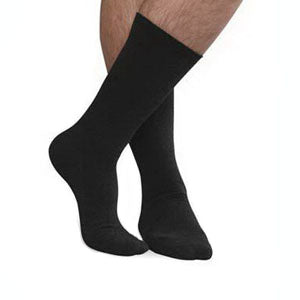 SmartKnit Seamless Diabetic Crew Socks with X-STATIC Latex-Free Materials Black Large