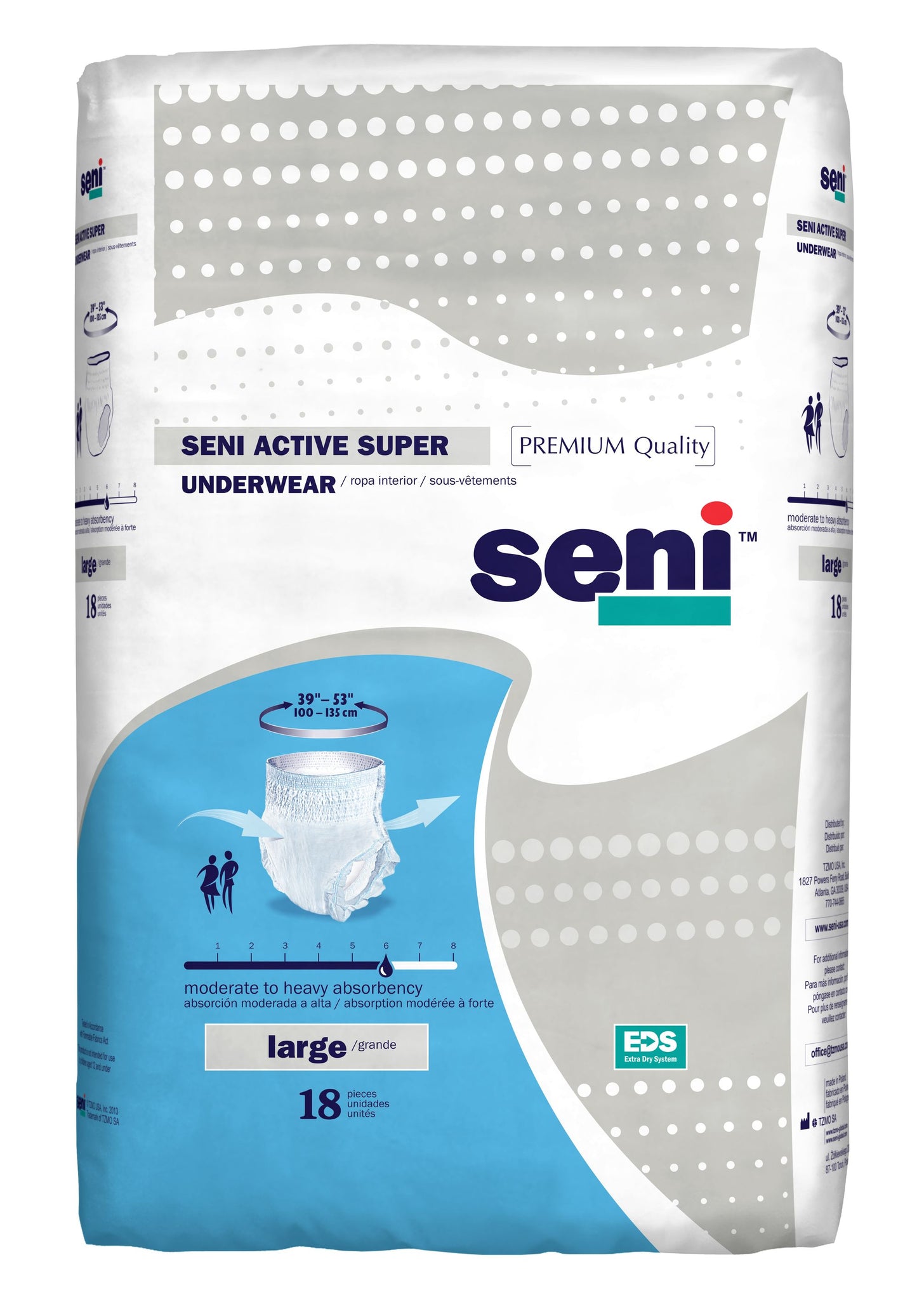 Seni Active Super Pull-On Underwear, Large - 39" - 53" 18ct