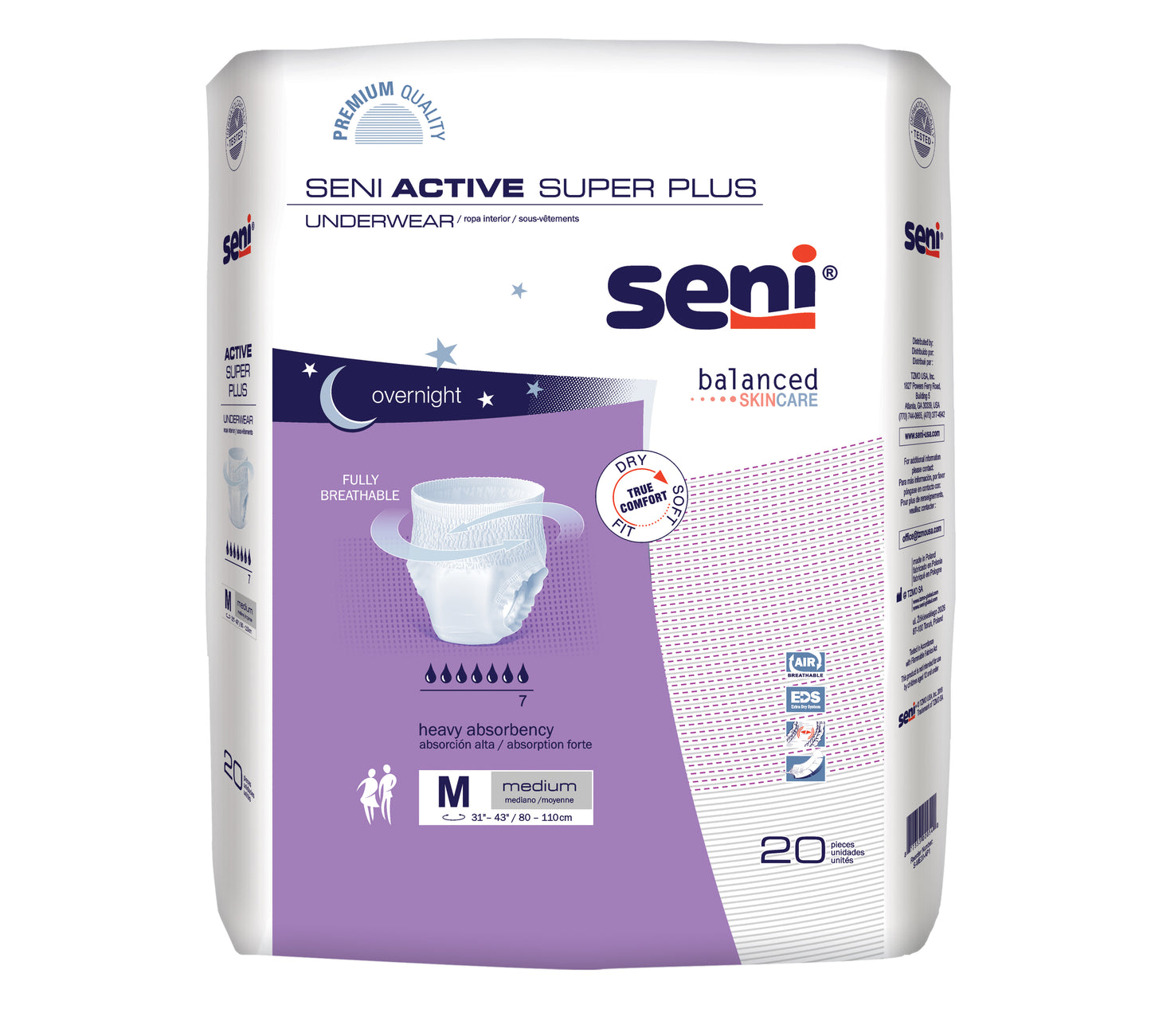 Seni Active Super Plus Pull-On Underwear, Medium, 20 Count - 31" - 43"