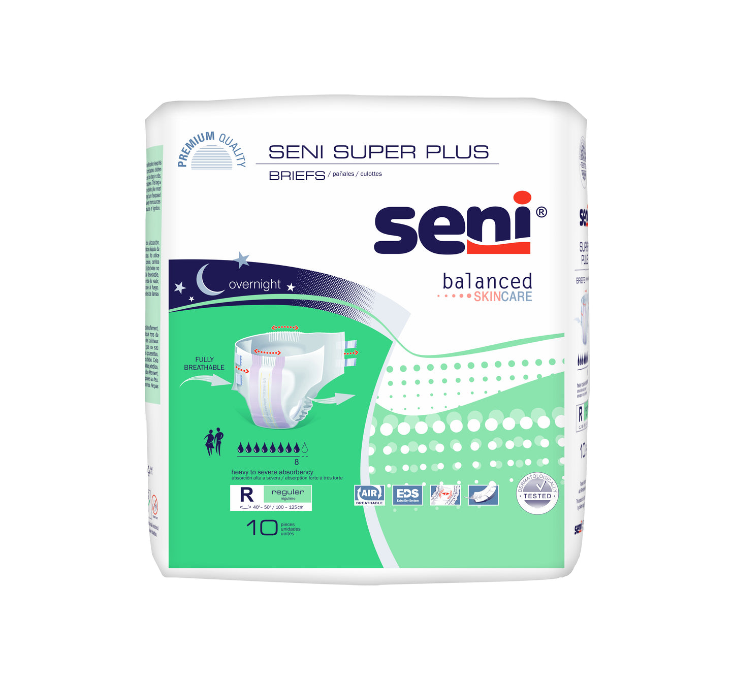 Seni Super Plus Briefs, Regular, 10 Count - 40" - 50" 10ct