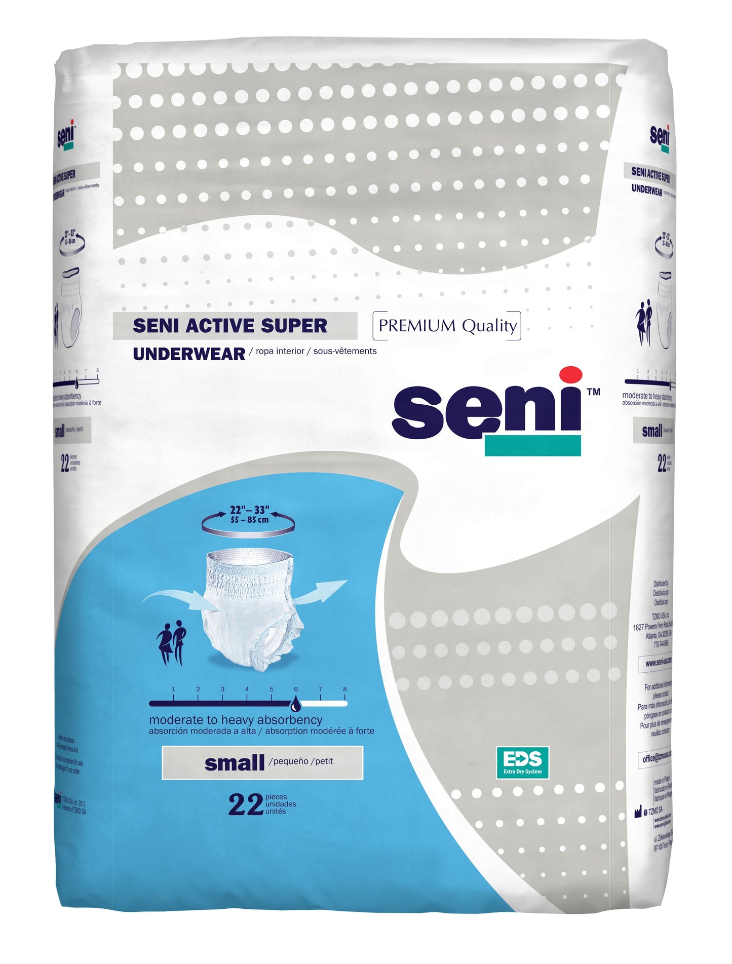 Seni Active Super Pull-On Underwear, Small - 22" - 33" 22ct