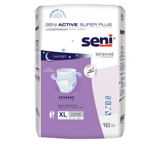 Seni Active Super Plus Pull-On Underwear, X-Large, 16 Count - 47" - 63"