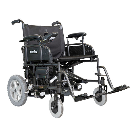 Travel-Ease Heavy Duty Folding Power Wheelchair 450 lbs Silvertone