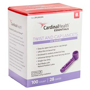 Cardinal Health Essentials Twist and Cap Lancet 28G (100 count) 100ct