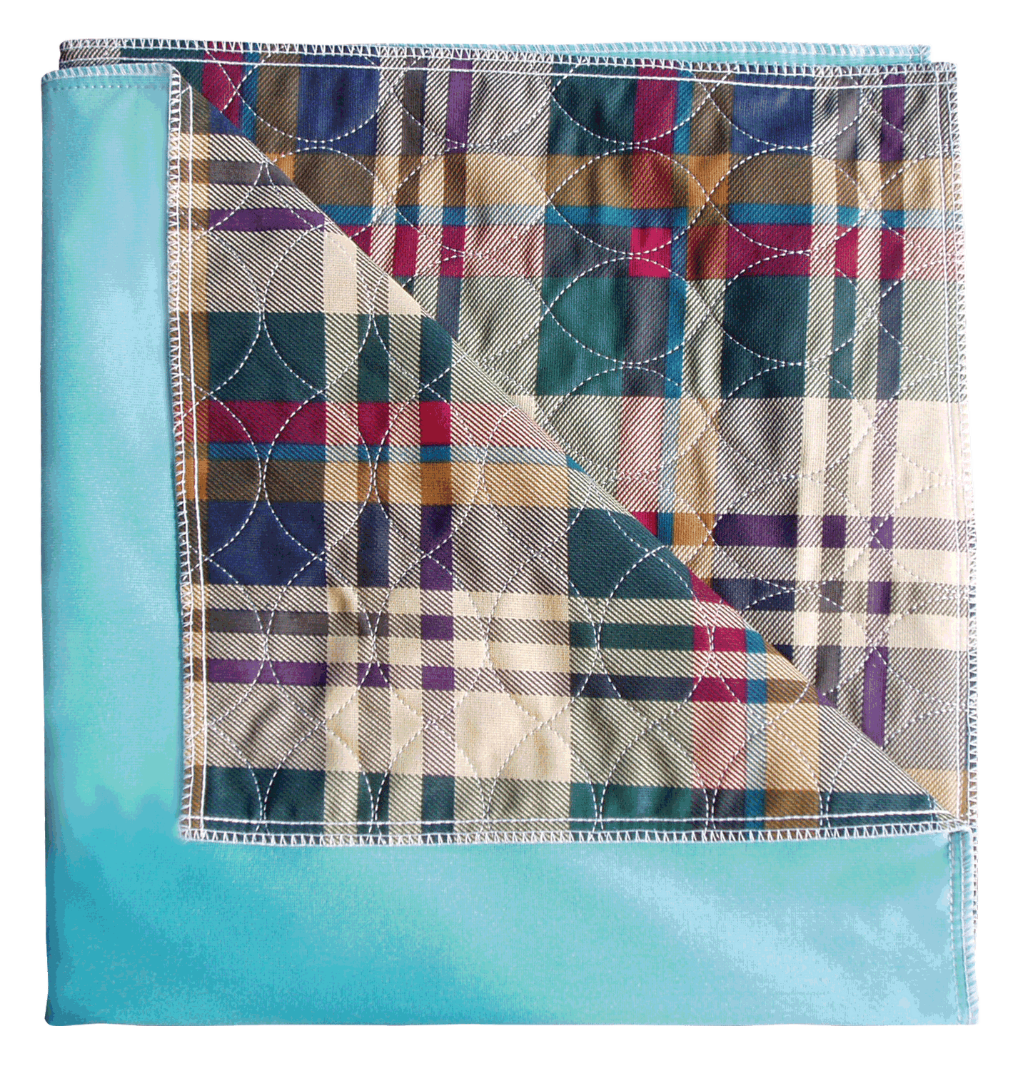 Cardinal Health Essentials Reusable Underpad Ibex Quilted with PVC Backing Plaid 34" x 36"