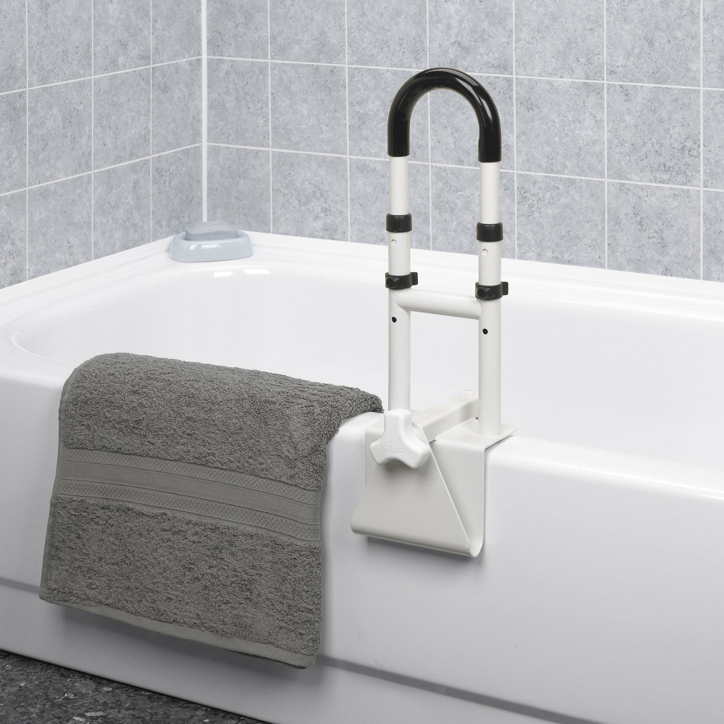 Drive™ Clamp-On Tub Rail, White Steel