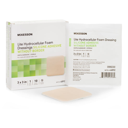 McKesson Lite Hydrocellular Foam Dressing w/ Silicone Adhesive w/o Border