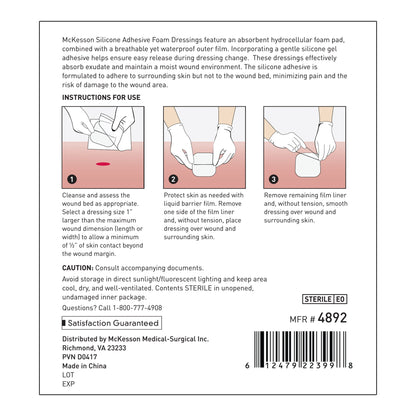 McKesson Lite Hydrocellular Foam Dressing w/ Silicone Adhesive w/o Border