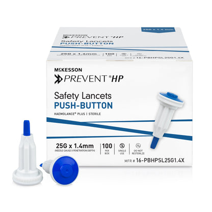 McKesson Prevent® HP Push Button Safety Lancet, 25 Gauge