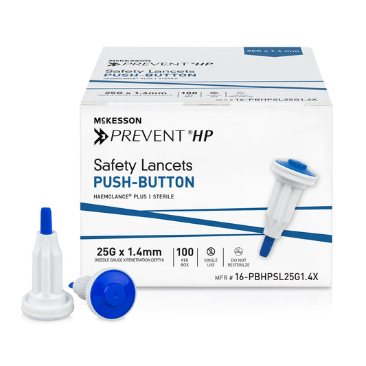 McKesson Prevent® HP Push Button Safety Lancet, 25 Gauge