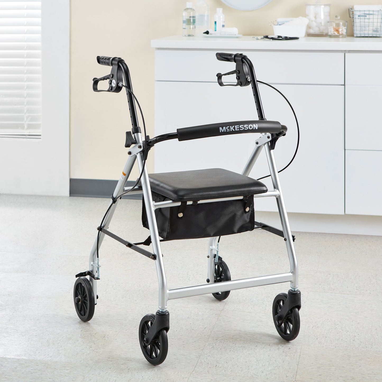 McKesson Folding Aluminum Four-Wheel Rollator, Silver