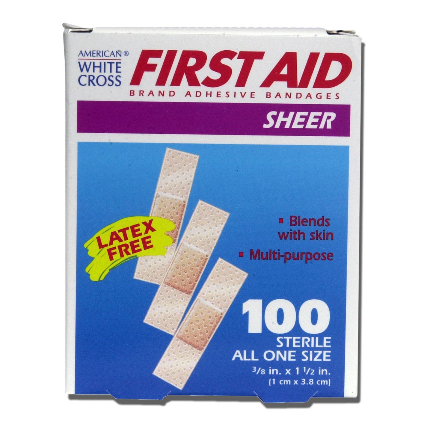 American® White Cross First Aid® Adhesive Strip, 3/8 x 1-1/2 Inch
