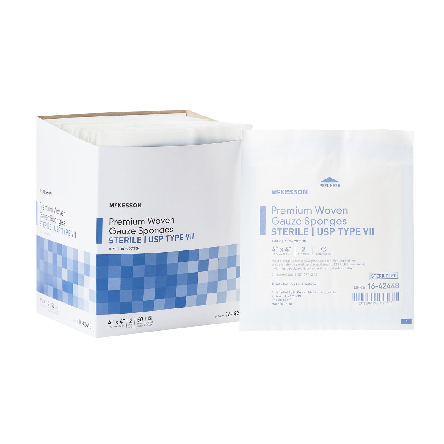 McKesson Sterile USP Type VII Gauze Sponge, 4 x 4 Inch