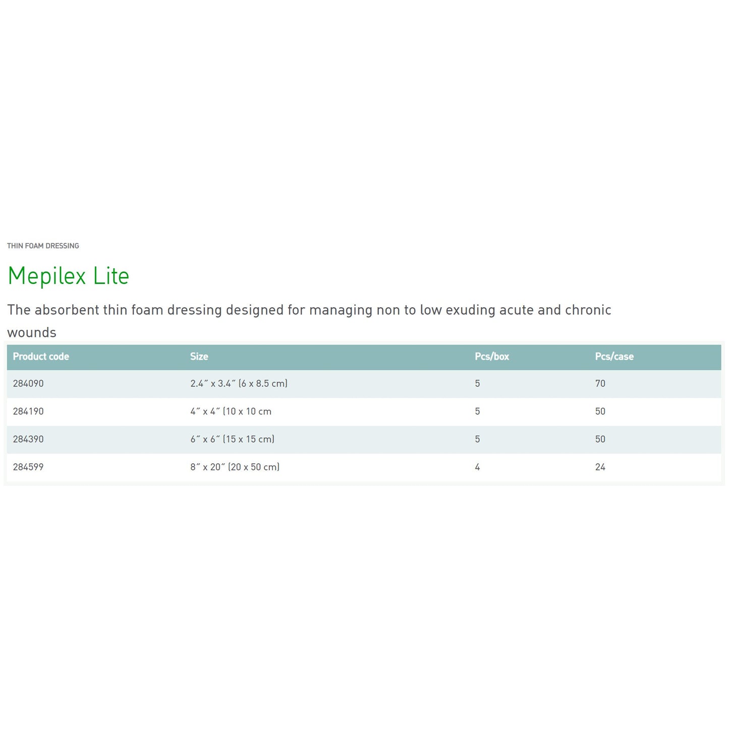 Mepilex® Lite Soft Silicone Foam Dressing