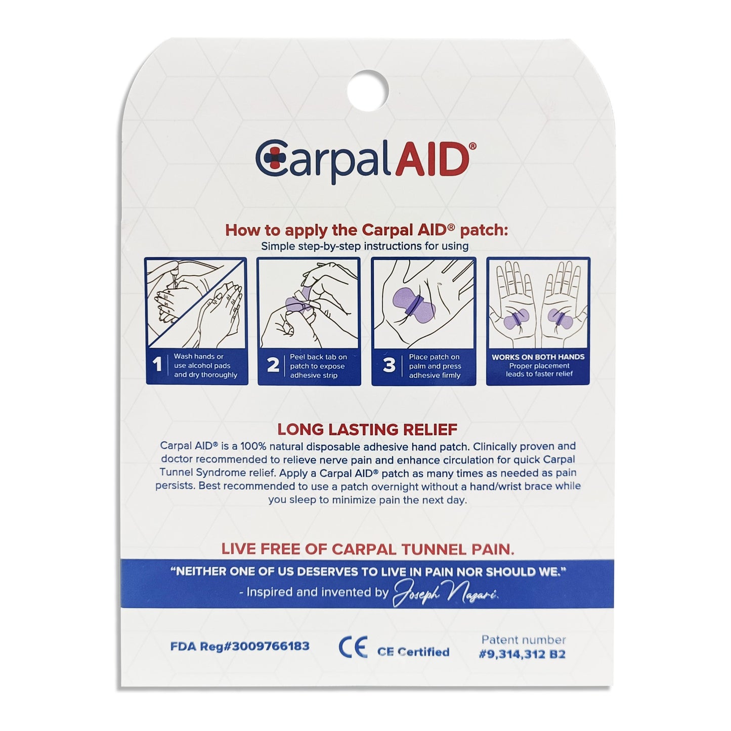 Carpal Aid® Patch Hand-Based Carpal Tunnel Support