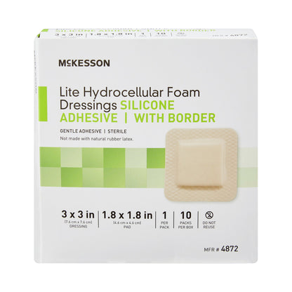 McKesson Lite Hydrocellular Foam Dressings w/ Border & Silicone Adhesive