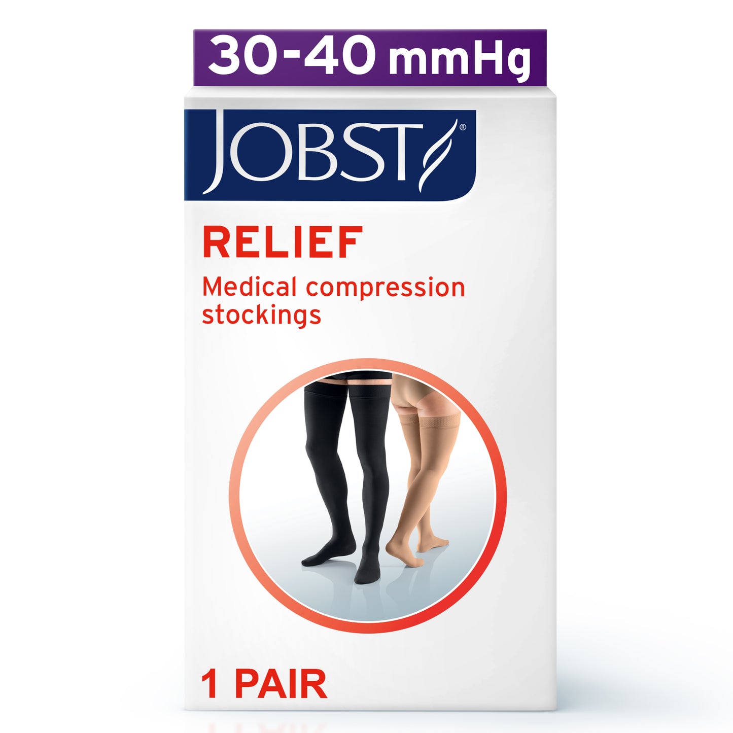 JOBST® Relief Thigh High 30-40 mmHg w/ Silicone Dot Top Band Compression Stockings Closed Toe