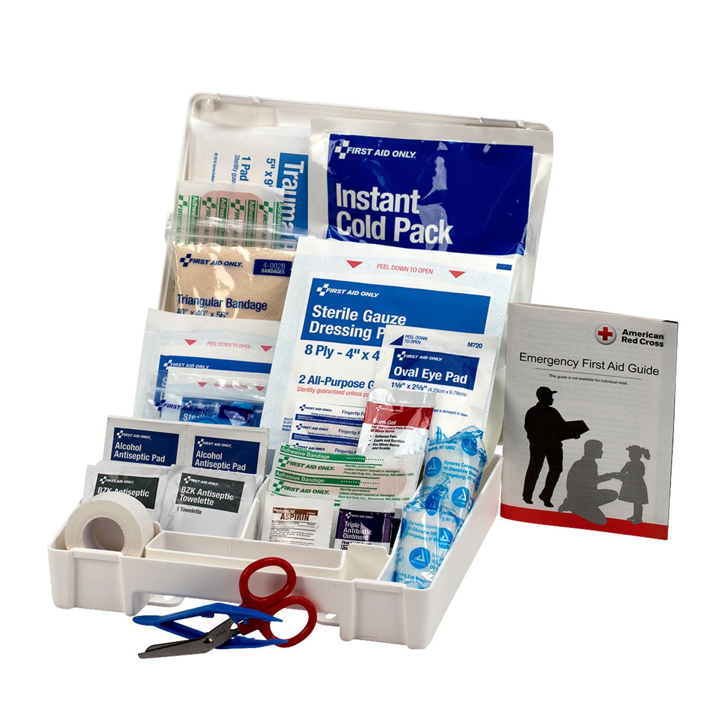 First Aid Only® Ten-Person First Aid Kit, Plastic Case with Dividers