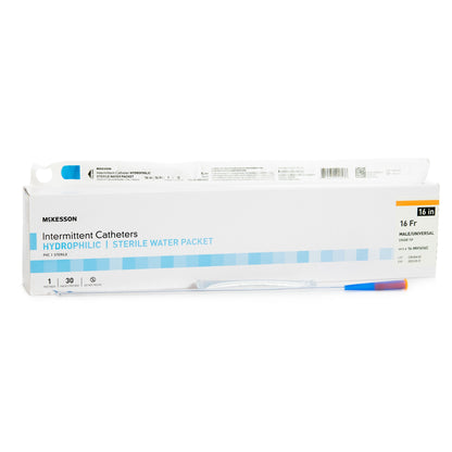 McKesson Hydrophilic-Coated PVC Urethral Catheter, Coudé Tip