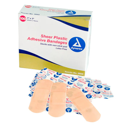 Dynarex® Sheer Adhesive Strip, 1 x 3 Inch