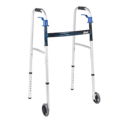 Drive™ Aluminum Dual Release Folding Walker, 32 – 39 Inch Height