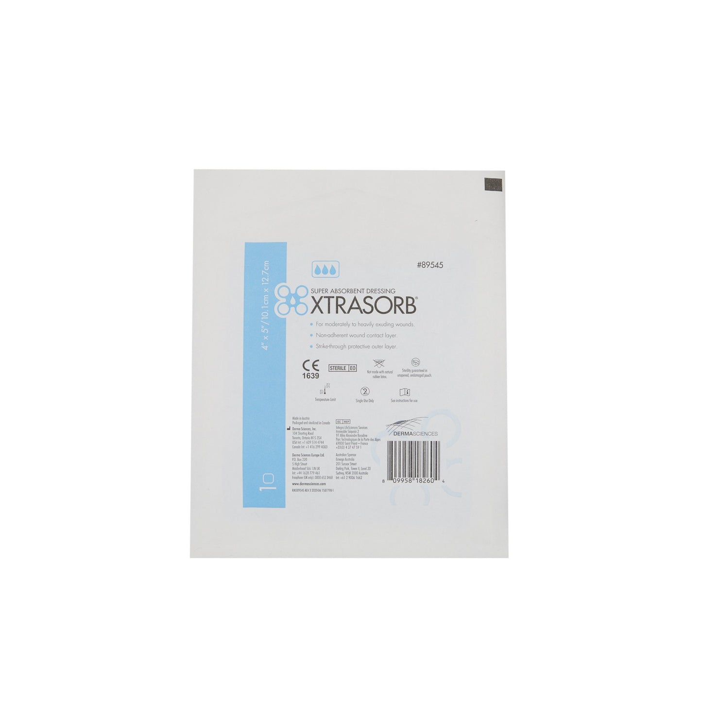 Xtrasorb™ Classic Gelling Foam Dressing, 4 x 5 Inch
