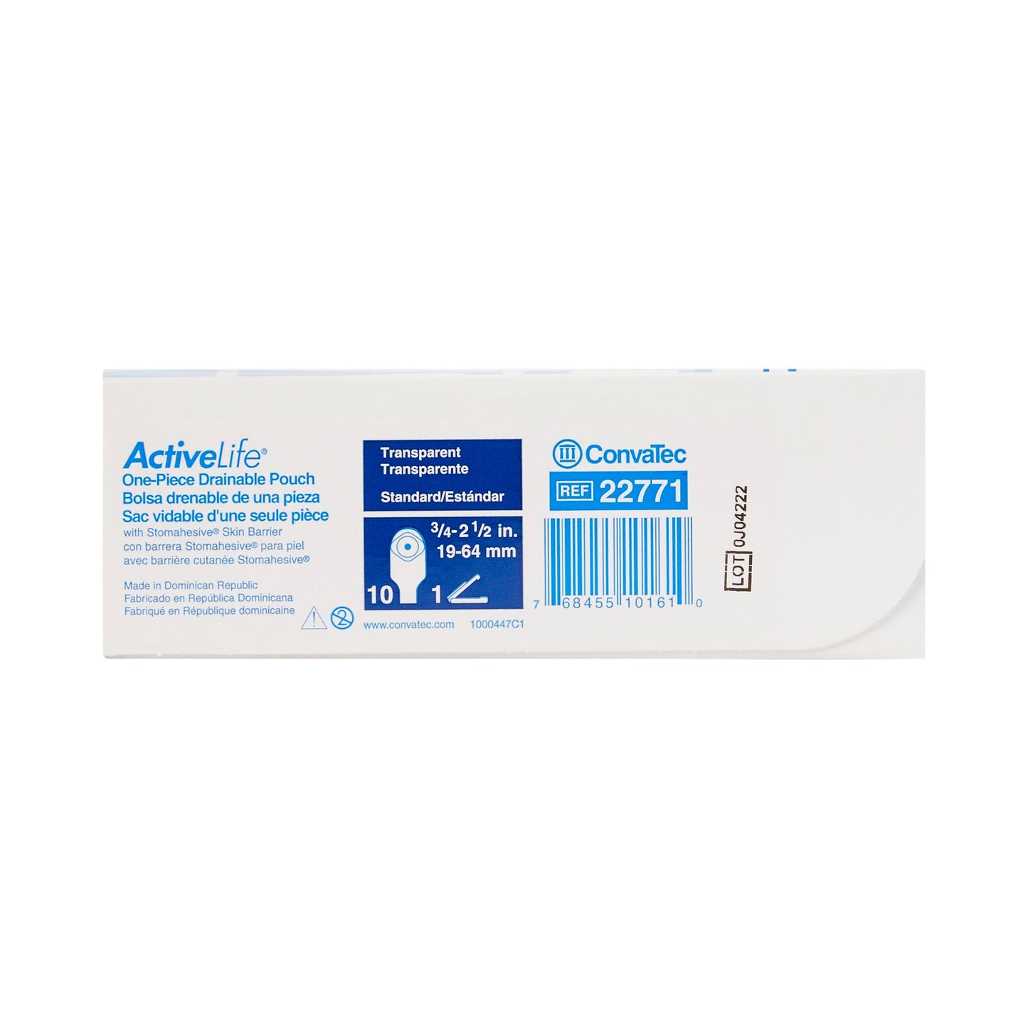 ActiveLife® One-Piece Drainable Transparent Colostomy Pouch, 12 Inch Length