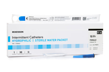 McKesson Hydrophilic-Coated PVC Urethral Catheter, Straight Tip