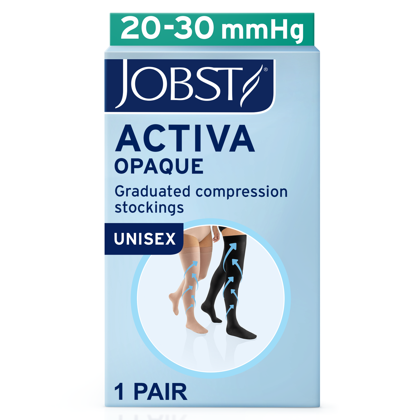 JOBST® ACTIVA Opaque Thigh High 20-30 mmHg Compression Socks Closed Toe