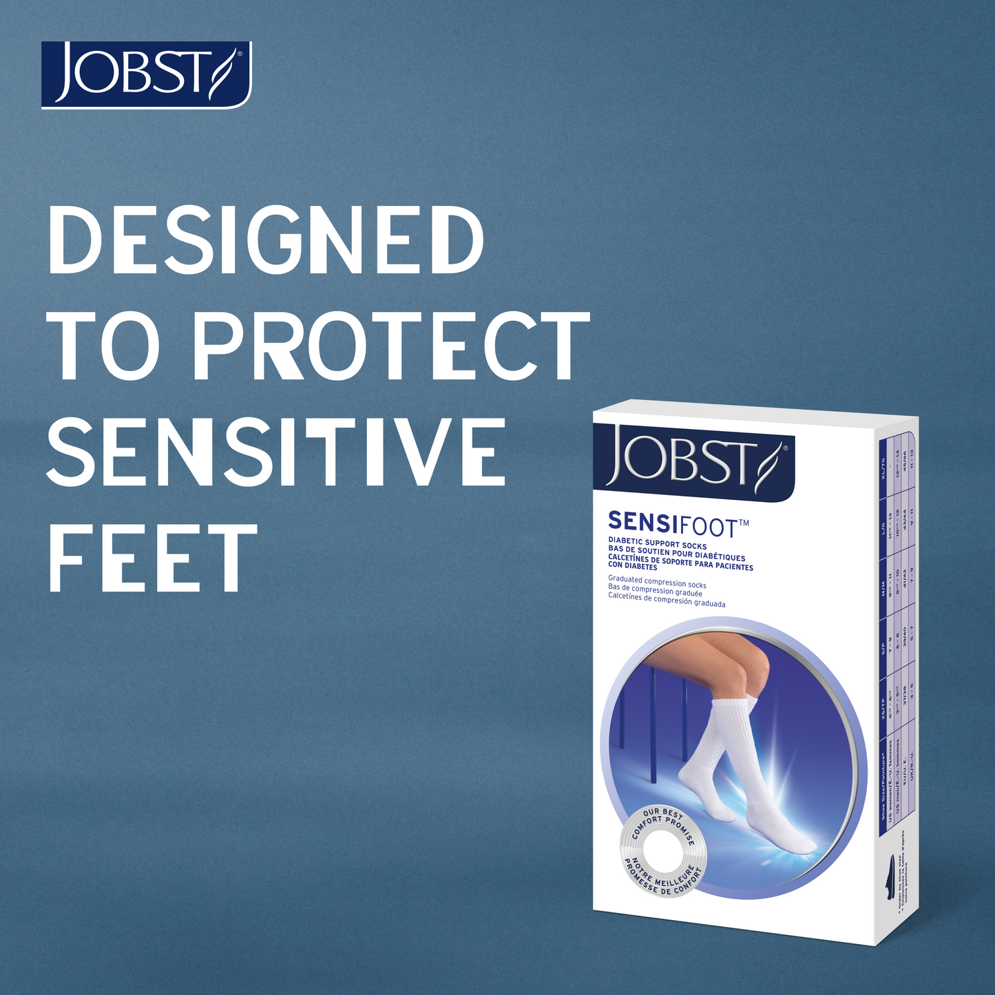 JOBST® SensiFoot™ Diabetic Knee High 8-15 mmHg Compression Socks Closed Toe